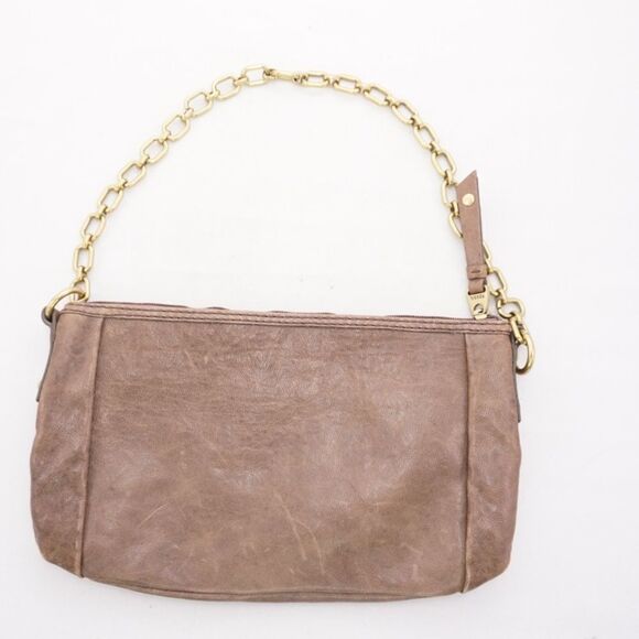 FOSSIL Brown Leather Handbag with Gold Chain Strap - Picture 5 of 9